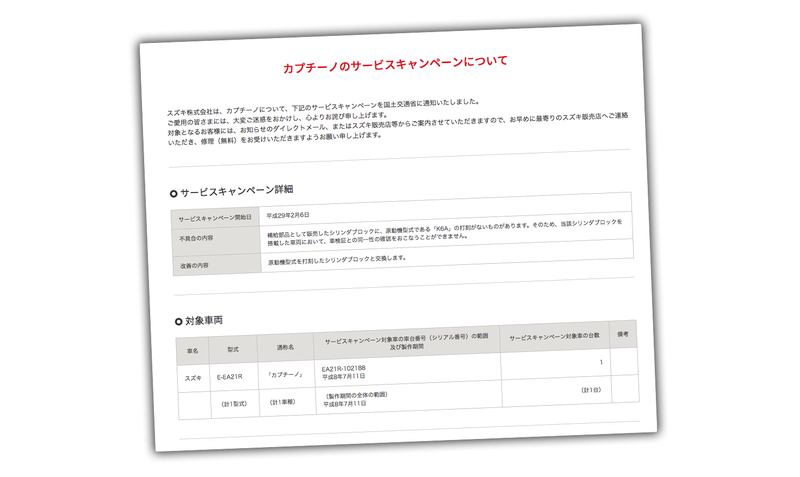 Illustration for article titled Suzuki Issues A Recall For Just One Person's Car